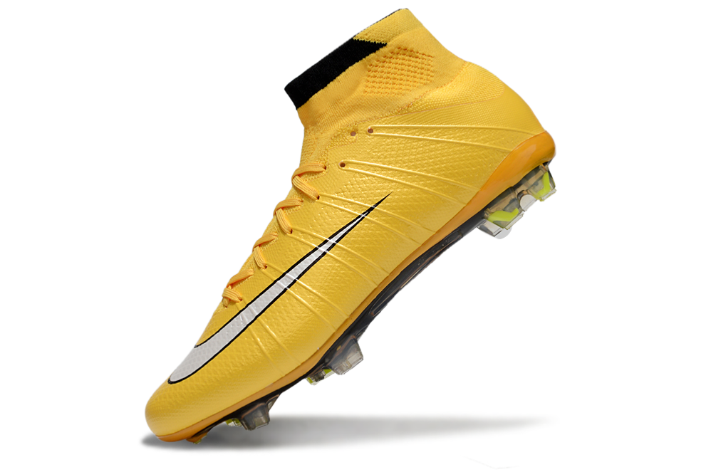 Close-up of Nike Mercurial Superfly IV Elite FG laser orange soccer cleats