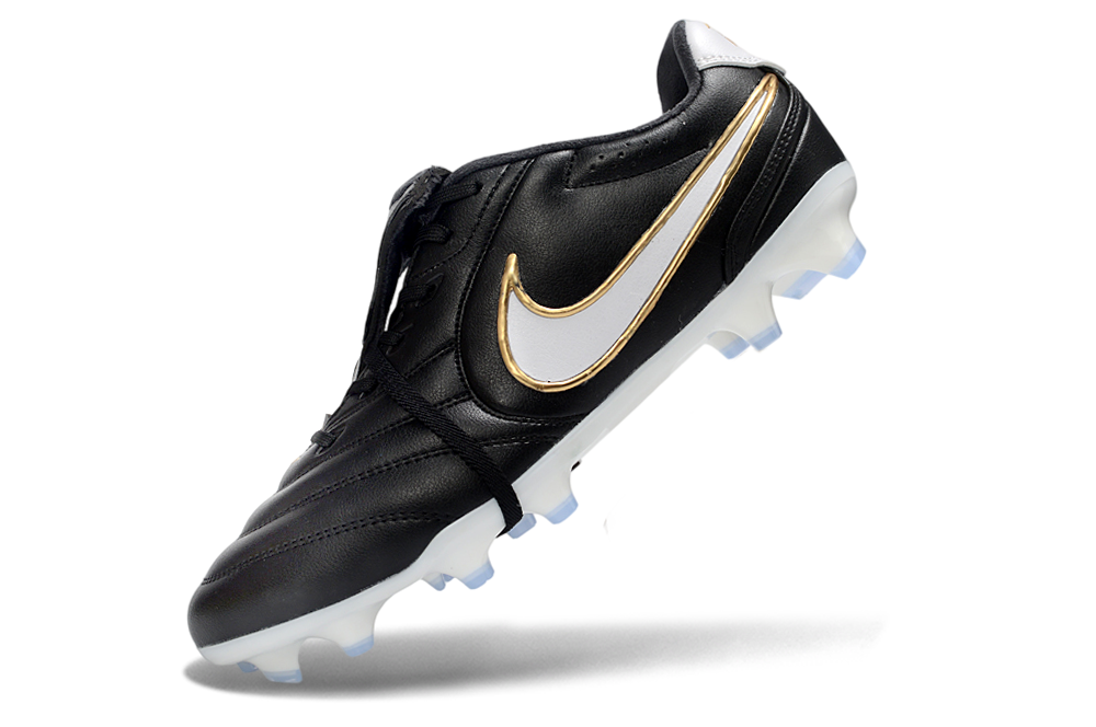 Close-up view of Nike Tiempo Ligera Pro LE Elite Football Boots detailing craftsmanship and design.