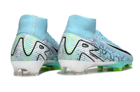 Detail of the Nike Air Zoom Mercurial Superfly X Elite FG football boot, featuring its Zoom Air technology and ergonomic desi