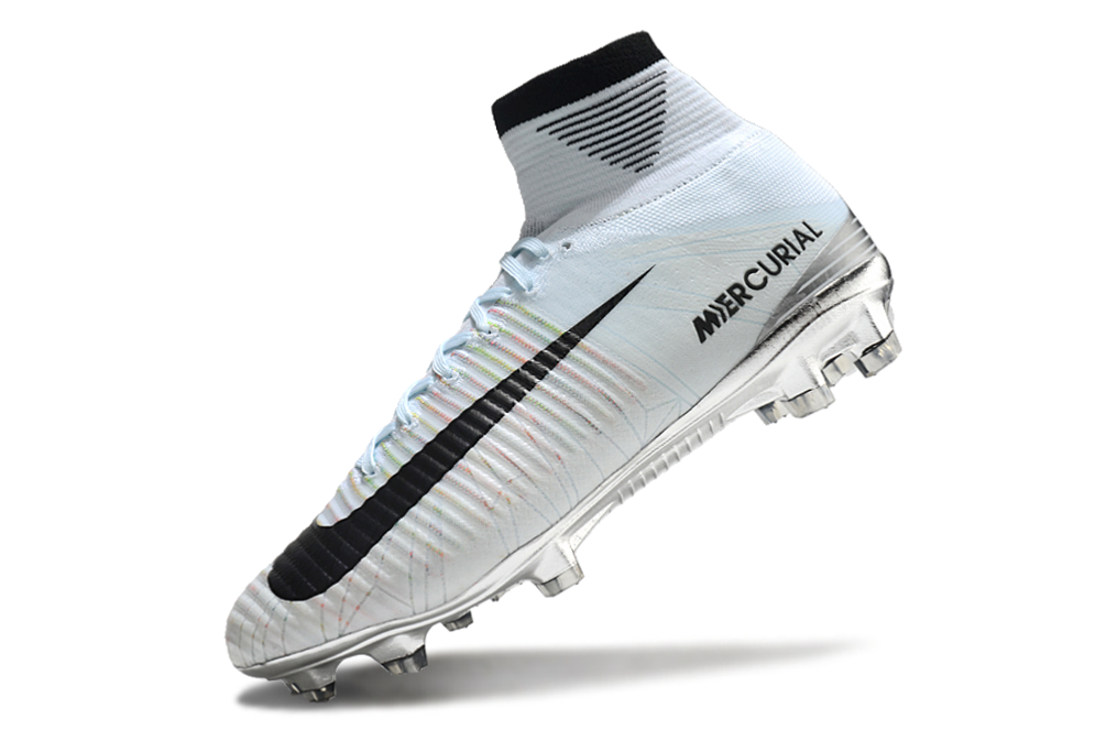 Close-up of Nike Mercurial Superfly V CR7 FG soccer cleats with "Cut to Brilliance" design