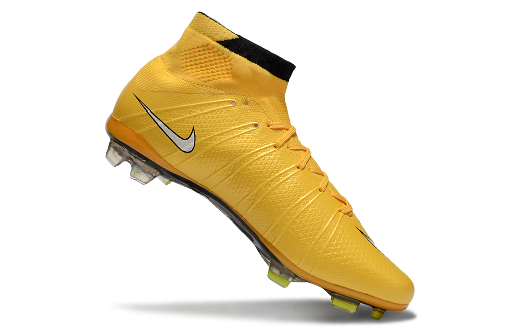 Nike Mercurial Superfly IV Elite FG laser orange soccer cleats in dynamic action position