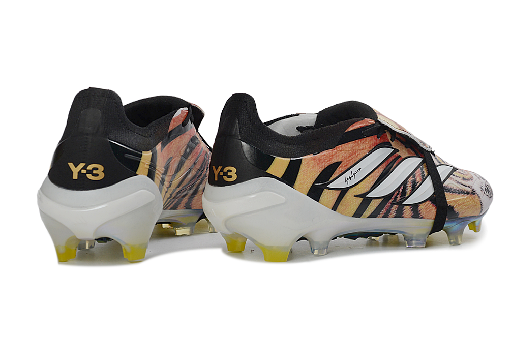 Detailed view of Adidas Predator 26 Elite FG soccer cleats with Y-3 design features