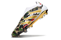 Adidas Predator Elite FG Laceless x BAPE heel detail – featuring BAPE’s ape head logo and Adidas branding in a limited-edition collaboration.