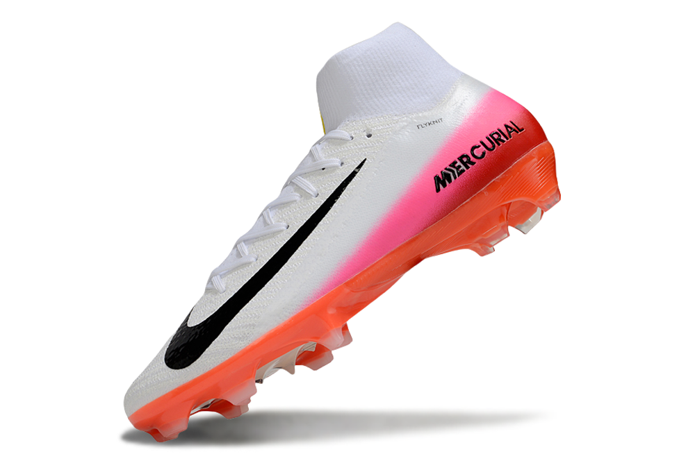 Up close view of Nike Air Zoom Mercurial Superfly X Elite FG soccer shoes for extreme performance.