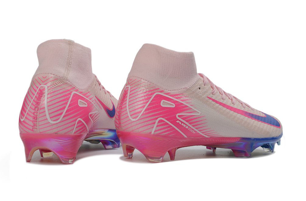 Back view of Nike Air Zoom Mercurial Superfly X Elite FG Neon Pulse football cleats