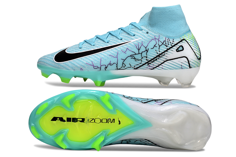 Side view of the Nike Air Zoom Mercurial Superfly X Elite FG football boot, emphasizing its lightweight and responsive feel.