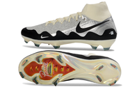 Side view of Nike Air Zoom Mercurial Superfly X Elite FG soccer cleats with White Waves and Patta design